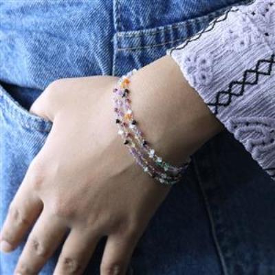 925 Sterling Silver Multi Gemstone Beads Bracelet Fine Jewelry