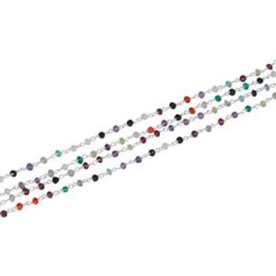 925 Sterling Silver Multi Gemstone Beads Bracelet Fine Jewelry