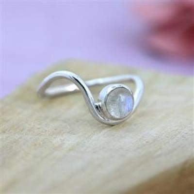 925 Sterling Silver Round Moonstone Stackable Band Ring Jewelry