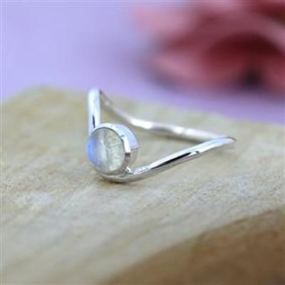 925 Sterling Silver Round Moonstone Stackable Band Ring Jewelry