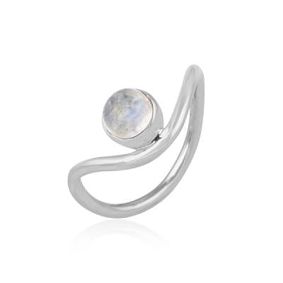 925 Sterling Silver Round Moonstone Stackable Band Ring Jewelry