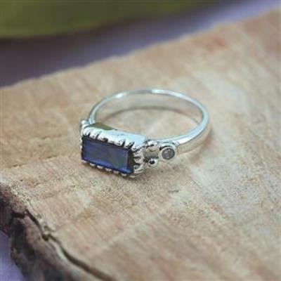 Elegant 925 Sterling Silver Blue Flash Gemstone Handmade Rings Jewellery