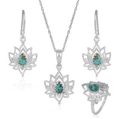 Natural December Birthstone 925 Sterling Silver Lotus Ring Fine Jewelry