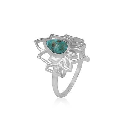 Natural December Birthstone 925 Sterling Silver Lotus Ring Fine Jewelry