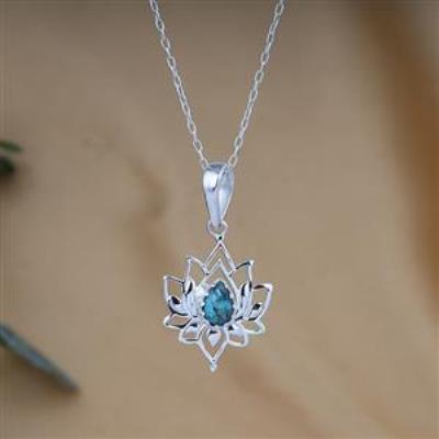 925 Sterling Silver Stylish Lotus Gemstone Pendant Fine Jewelry