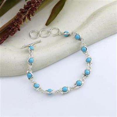 925 Sterling Silver Round Shape Gemstone Bracelet Fine Jewelry
