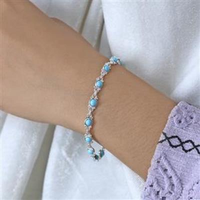 925 Sterling Silver Round Shape Gemstone Bracelet Fine Jewelry