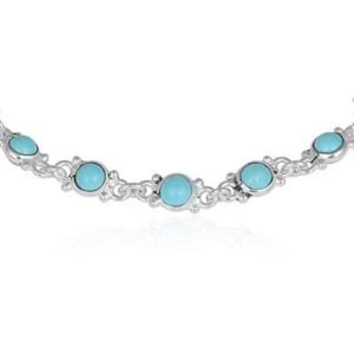 925 Sterling Silver Round Shape Gemstone Bracelet Fine Jewelry