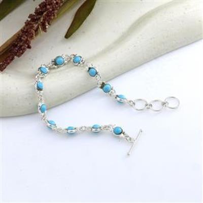925 Sterling Silver Round Shape Gemstone Bracelet Fine Jewelry