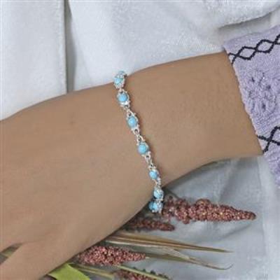 925 Sterling Silver Round Shape Gemstone Bracelet Fine Jewelry