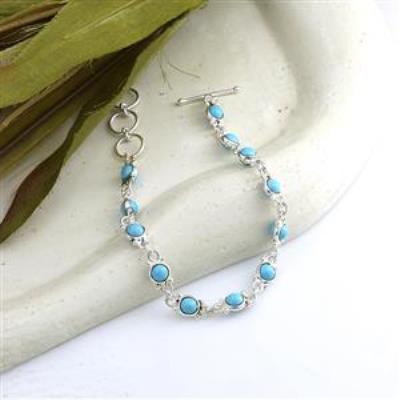 925 Sterling Silver Round Shape Gemstone Bracelet Fine Jewelry