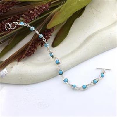 925 Sterling Silver Round Shape Gemstone Bracelet Fine Jewelry