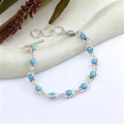 925 Sterling Silver Round Shape Gemstone Bracelet Fine Jewelry