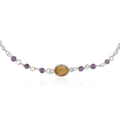925 Sterling Silver Multi stone Beads Bracelet