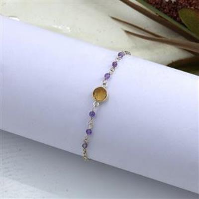 925 Sterling Silver Multi stone Beads Bracelet