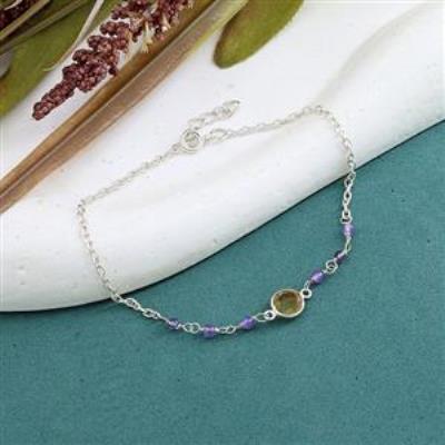 925 Sterling Silver Multi stone Beads Bracelet