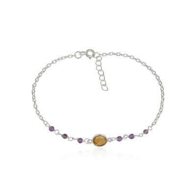 925 Sterling Silver Multi stone Beads Bracelet