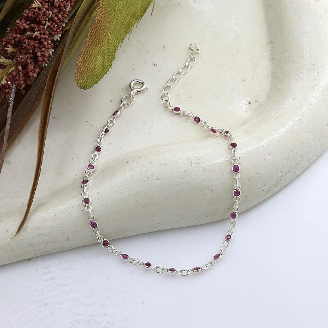 Buy Unique Ruby 925 Sterling Silver Women Bracelet Jewelry