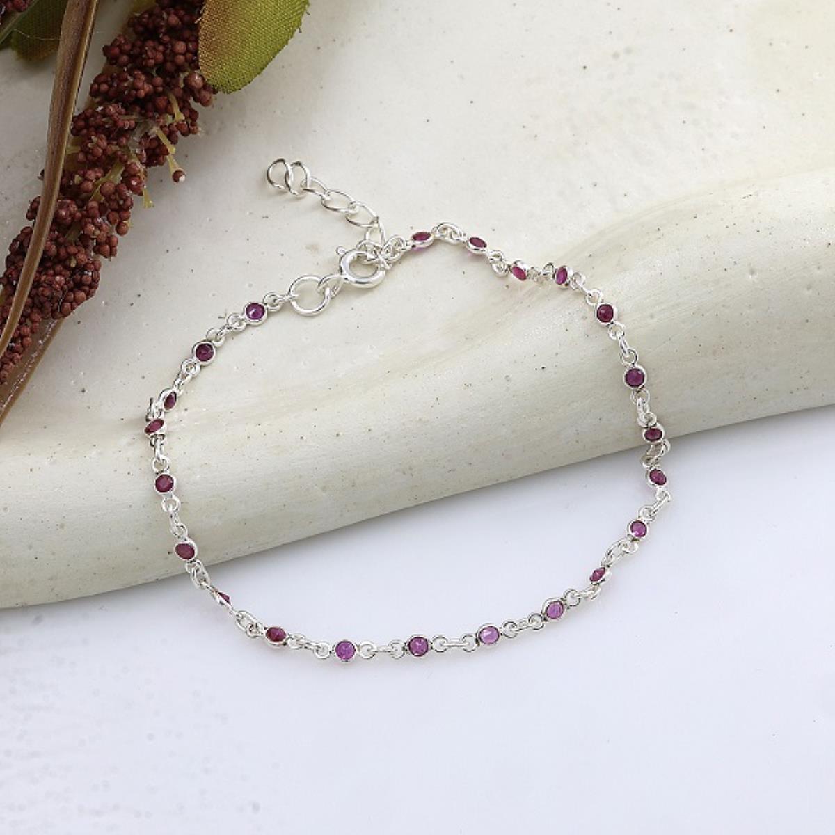 Buy Unique Ruby 925 Sterling Silver Women Bracelet Jewelry