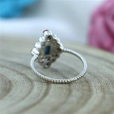 925 Sterling Silver Multi Stone Twist Band Ring Fine Jewelry