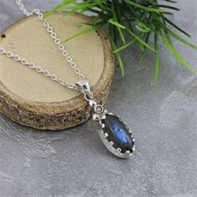 925 Sterling Silver Two Stone Matching Set Elegant Necklace Fine Jewellery