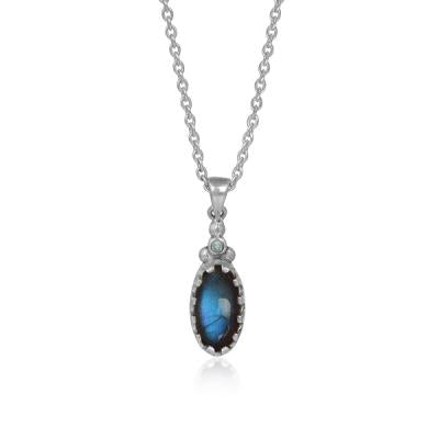 925 Sterling Silver Two Stone Matching Set Elegant Necklace Fine Jewellery