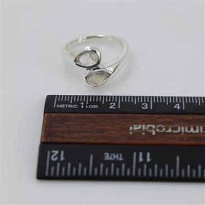 925 Sterling Silver Teardrop Artisan Crafted Nature Inspired Two Band Ring Jewellery