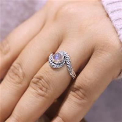 925 Sterling Silver Labradorite Tentacle Band Ring