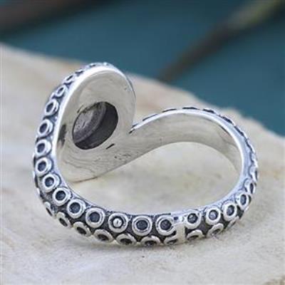 925 Sterling Silver Labradorite Tentacle Band Ring