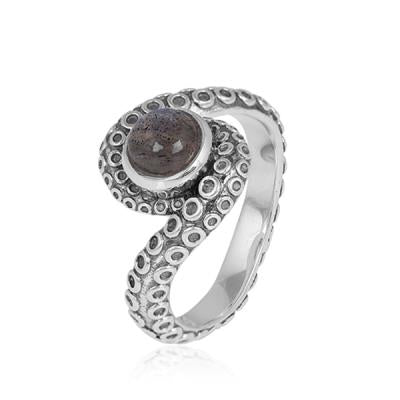 925 Sterling Silver Labradorite Tentacle Band Ring