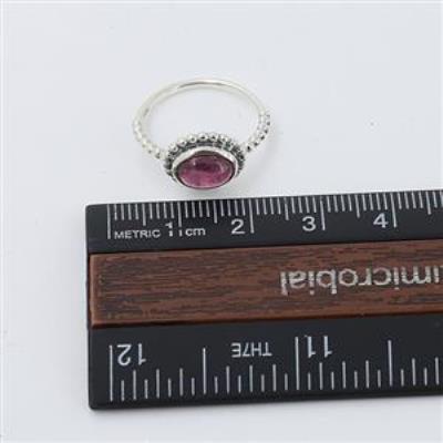 925 Sterling Silver Oval Pink Tourmaline Handmade Band Ring Jewelry
