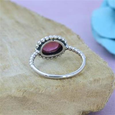 925 Sterling Silver Oval Pink Tourmaline Handmade Band Ring Jewelry
