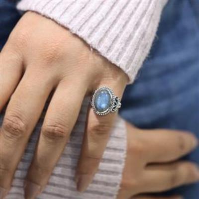 Natural Gemstone Boho 925 Sterling Silver Handmade Split Band Ring Jewelry