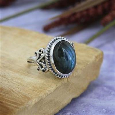 Natural Gemstone Boho 925 Sterling Silver Handmade Split Band Ring Jewelry