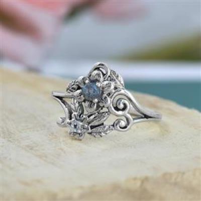 Sterling Silver Handmade Two Stone Filigree Ring Fine Jewelry