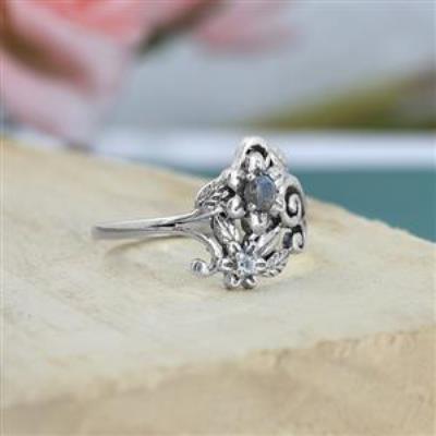 Sterling Silver Handmade Two Stone Filigree Ring Fine Jewelry