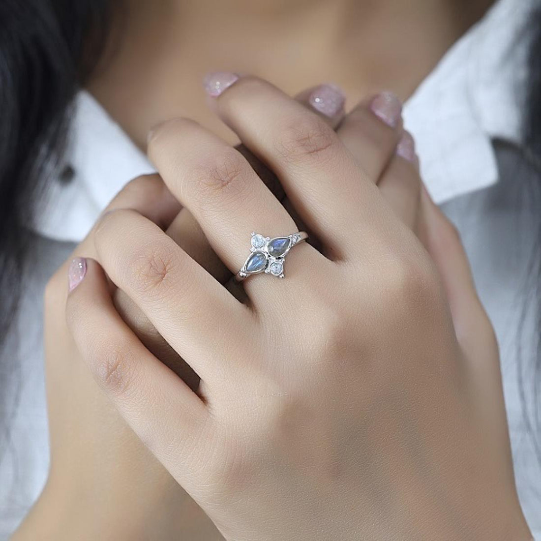 925 Sterling Silver Double Birthstone Minimal Ring Fine Jewelry