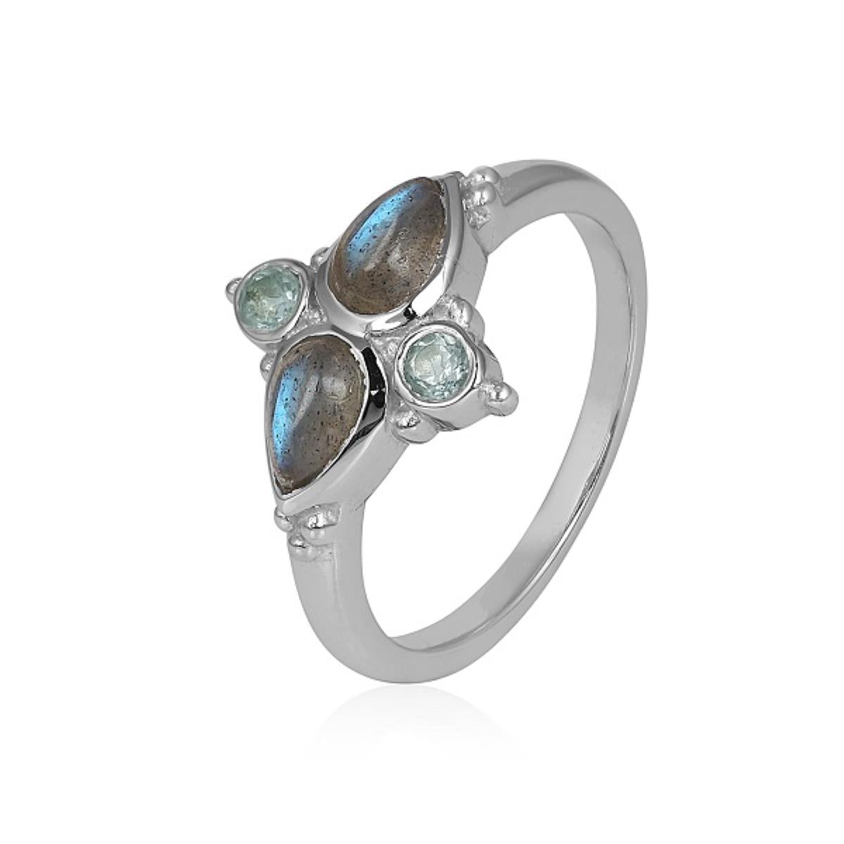925 Sterling Silver Double Birthstone Minimal Ring Fine Jewelry