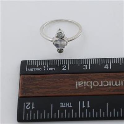 Three Gemstone Boho Bali Style 925 Silver Statement Band Ring For Teen Jewelry