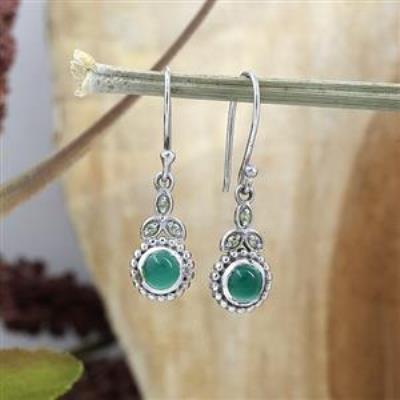 925 Sterling Silver Round Korean Leaf Designer Dangle Hanging Earrings