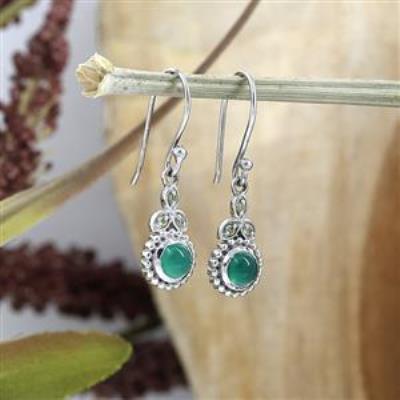 925 Sterling Silver Round Korean Leaf Designer Dangle Hanging Earrings