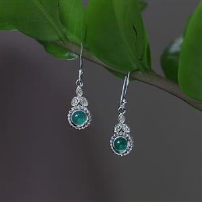 925 Sterling Silver Round Korean Leaf Designer Dangle Hanging Earrings