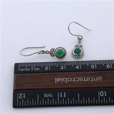 925 Sterling Silver Round Korean Leaf Designer Dangle Hanging Earrings