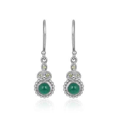 925 Sterling Silver Round Korean Leaf Designer Dangle Hanging Earrings