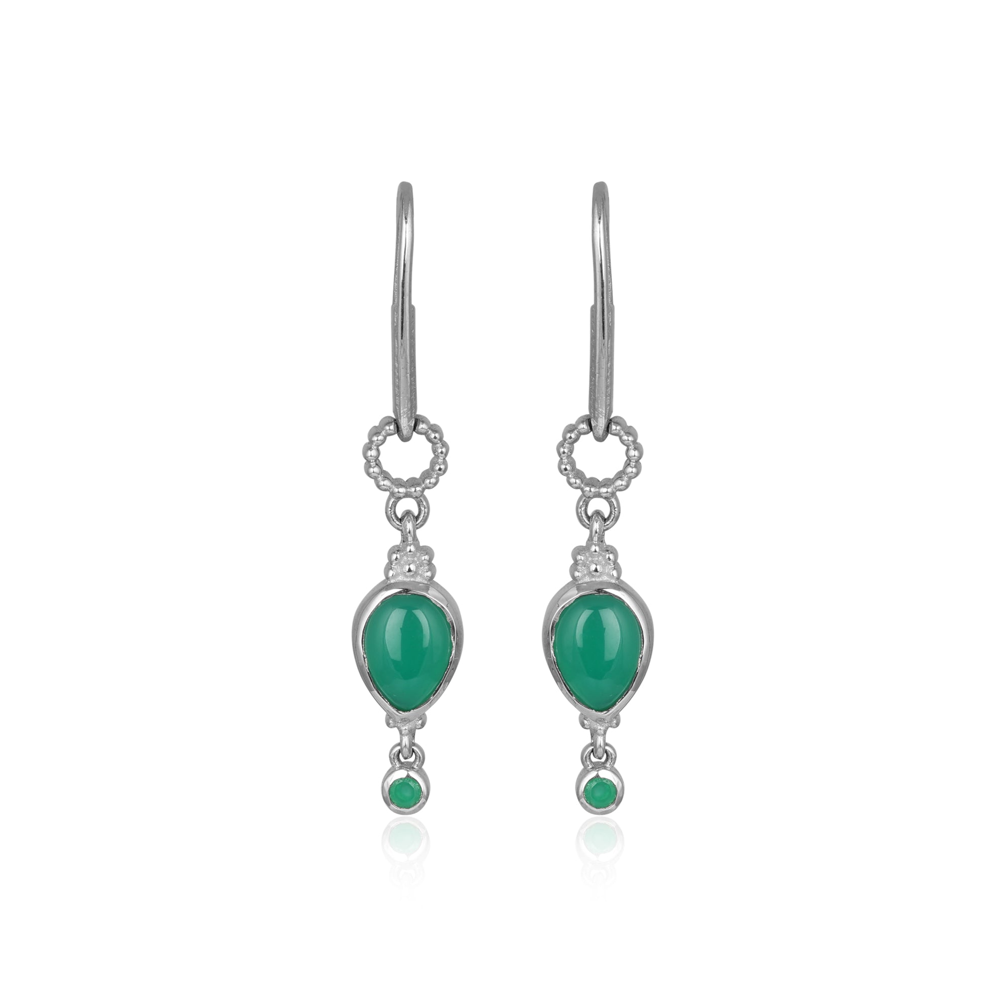Vintage Style 925 Silver Semi-Precious Gemstone Dangle Earrings for Women