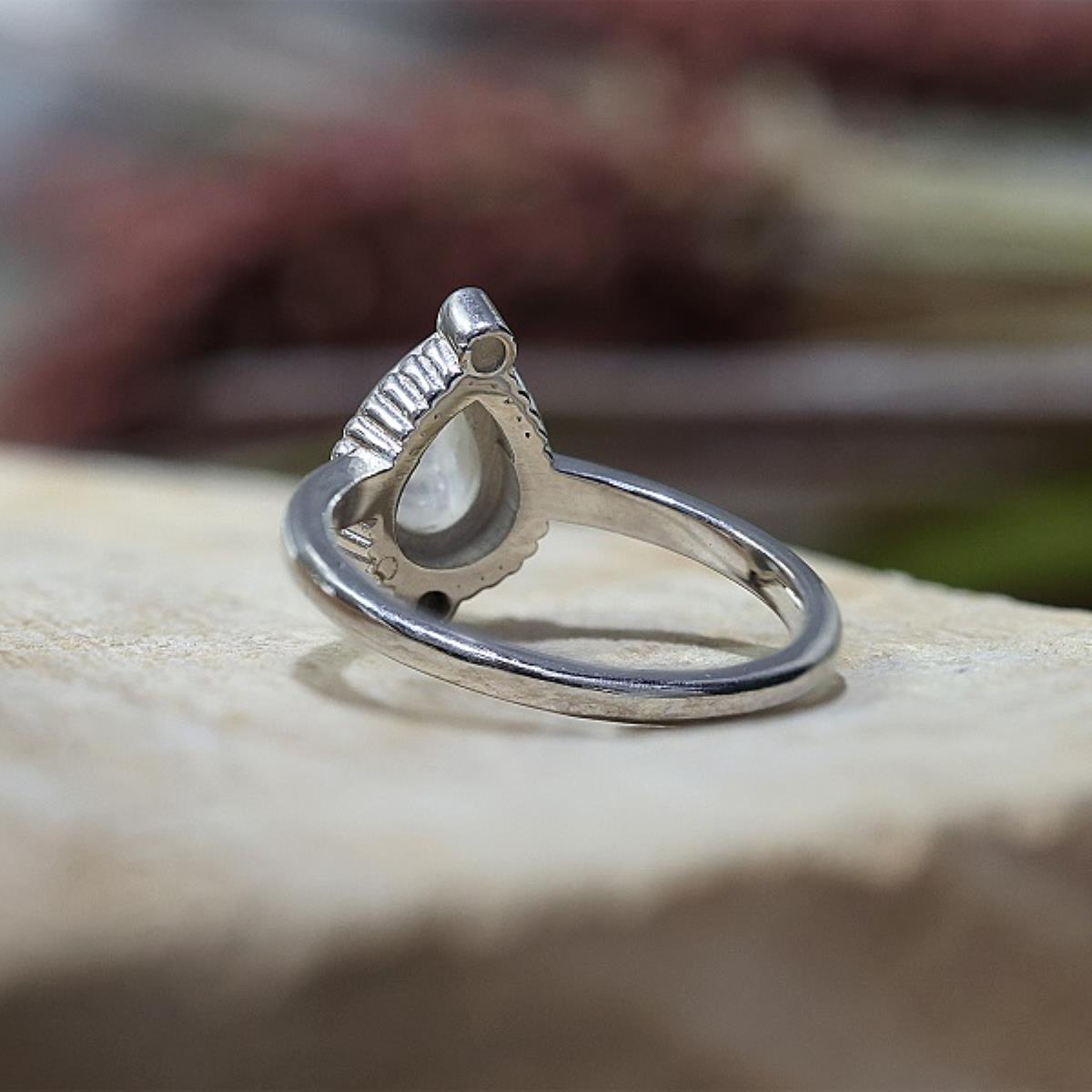 925 Sterling Silver Tear Drop Spiritual Gemstone Handmade Band Rings Jewelry