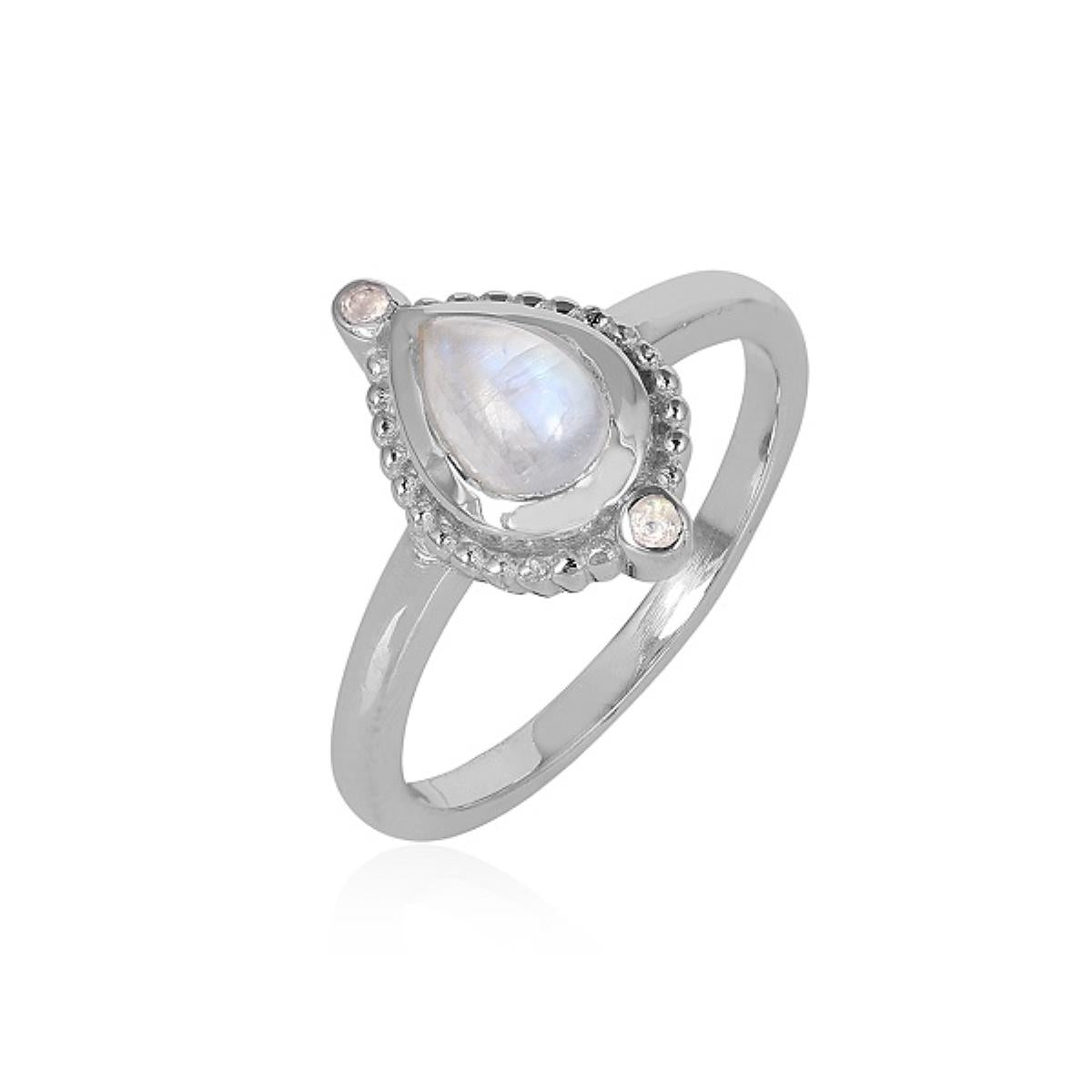 925 Sterling Silver Tear Drop Spiritual Gemstone Handmade Band Rings Jewelry