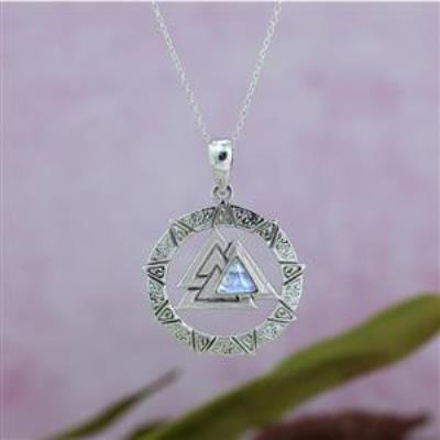 925 Sterling Silver Valknut Moonstone Pendant Jewelry