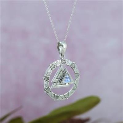 925 Sterling Silver Valknut Moonstone Pendant Jewelry