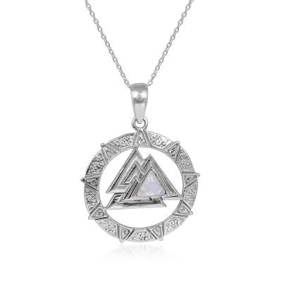 925 Sterling Silver Valknut Moonstone Pendant Jewelry